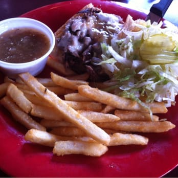 Texas Borders Bar & Grill - Half roast beef poboy and fries. - American Near Me - Katy, Texas