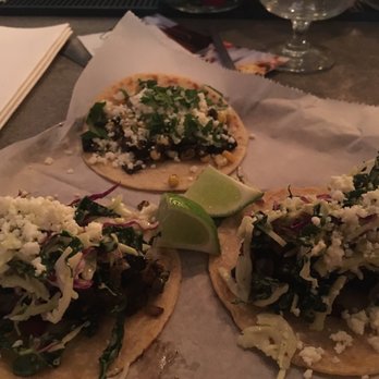 Bakersfield OTR - Hors d'oeuvre Sized Tacos @$3-$4 each. Notice the glass in the background for scale. - Bars Near Me - Cincinnati, Ohio Bakersfield OTR - Hors d'oeuvre Sized Tacos @$3-$4 each. Notice the glass in the background for scale. - Bars Near Me - Cincinnati, Ohio