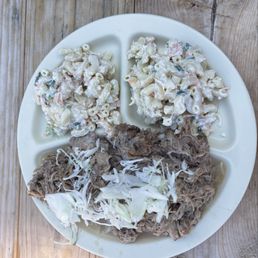 This is what I got. Kalua pig with a garnish of raw cabbage. This is what I got. Kalua pig with a garnish of raw cabbage.