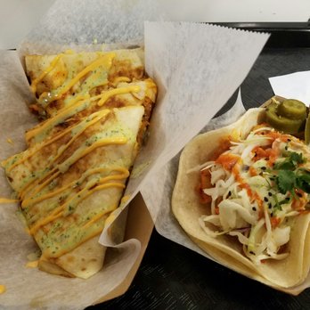Coreanos Allston - Kimchi quesadilla with spicy pork and taco with tofu and kimchi - Korean Near Me - Allston, Massachusetts
