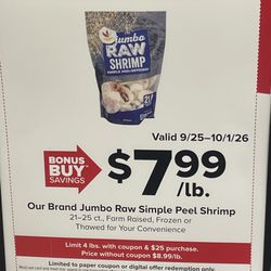 Giant Food Stores - Does not say you must buy 2 lbs of shrimp