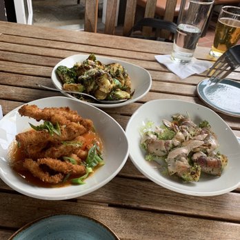 Jake's - Calamari, Brussels Sprouts and Prawns - New American Near Me - Del Mar, California