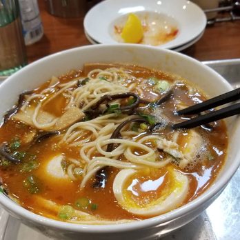 Kashiwa Ramen - Spicy Chicken Ramen Level 1 With extra egg and bamboo shoots - Ramen Near Me - Costa Mesa, California Kashiwa Ramen - Spicy Chicken Ramen Level 1 With extra egg and bamboo shoots - Ramen Near Me - Costa Mesa, California