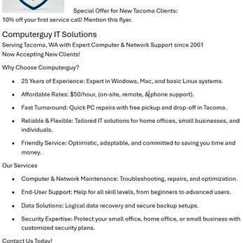 Computerguy - IT Services & Computer Repair Near Me - Tacoma, Washington Computerguy - IT Services & Computer Repair Near Me - Tacoma, Washington
