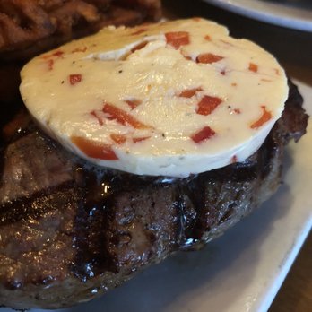 Fire By The Monon - Mouth watering top sirloin steak with sweet red pepper compound butter. - American Near Me - Indianapolis, Indiana