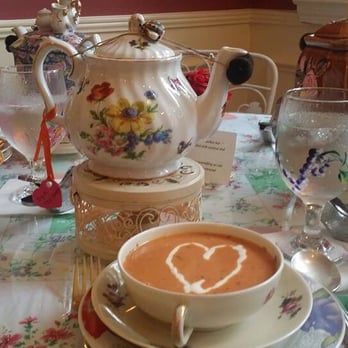 Calabash Garden Tea Room - Our beautiful table and delicious soup! - Tea Rooms Near Me - Calabash, North Carolina