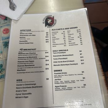 El Palenque - A short but sweet menu - Tacos Near Me - Wahiawa, Hawaii
