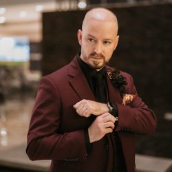 J David's Custom Clothiers - First look - suit for wedding designed by Kyle.