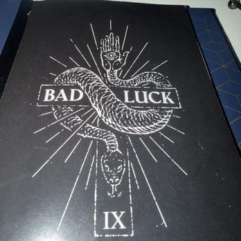 Bad Luck Bar - Menu cover. - Cocktail Bars Near Me - Detroit, Michigan Bad Luck Bar - Menu cover. - Cocktail Bars Near Me - Detroit, Michigan