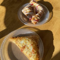 Raspberry danish and cherry turnover