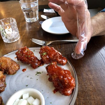 Paju - Chicken wings served with hilarious finger gloves! - Korean Near Me - Seattle, Washington