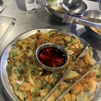 Korean Spring BBQ - Seafood Pancake - best I've ever had - Korean Near Me - Santa Clara, California Korean Spring BBQ - Seafood Pancake - best I've ever had - Korean Near Me - Santa Clara, California