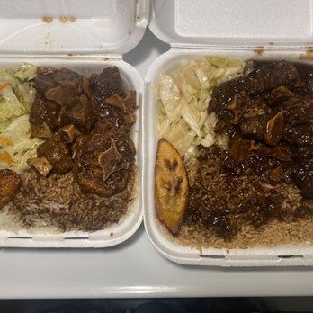Caribbean Delight - Caribbean Delight and Jamaican Grill Ox tail platters before digging. - Caribbean Near Me - North Charleston, South Carolina