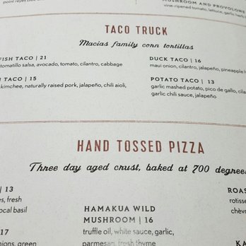 Moku Kitchen - menu of burger - Cocktail Bars Near Me - Honolulu, Hawaii