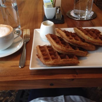 Wheat's End Cafe & Bakery - Belgian waffle with zucchini and a cappuccino - Bakeries Near Me - Chicago, Illinois Wheat's End Cafe & Bakery - Belgian waffle with zucchini and a cappuccino - Bakeries Near Me - Chicago, Illinois