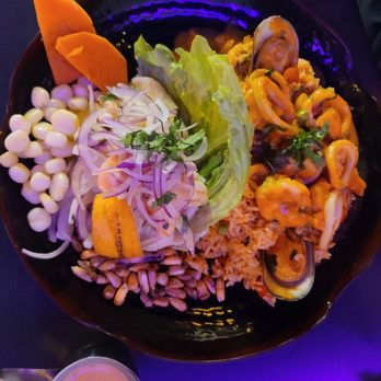 Moia Peruvian Restaurant - Duo plate seafood rice and Peruvian ceviche!!! Absolutely delicious - Peruvian Near Me - Las Vegas, Nevada