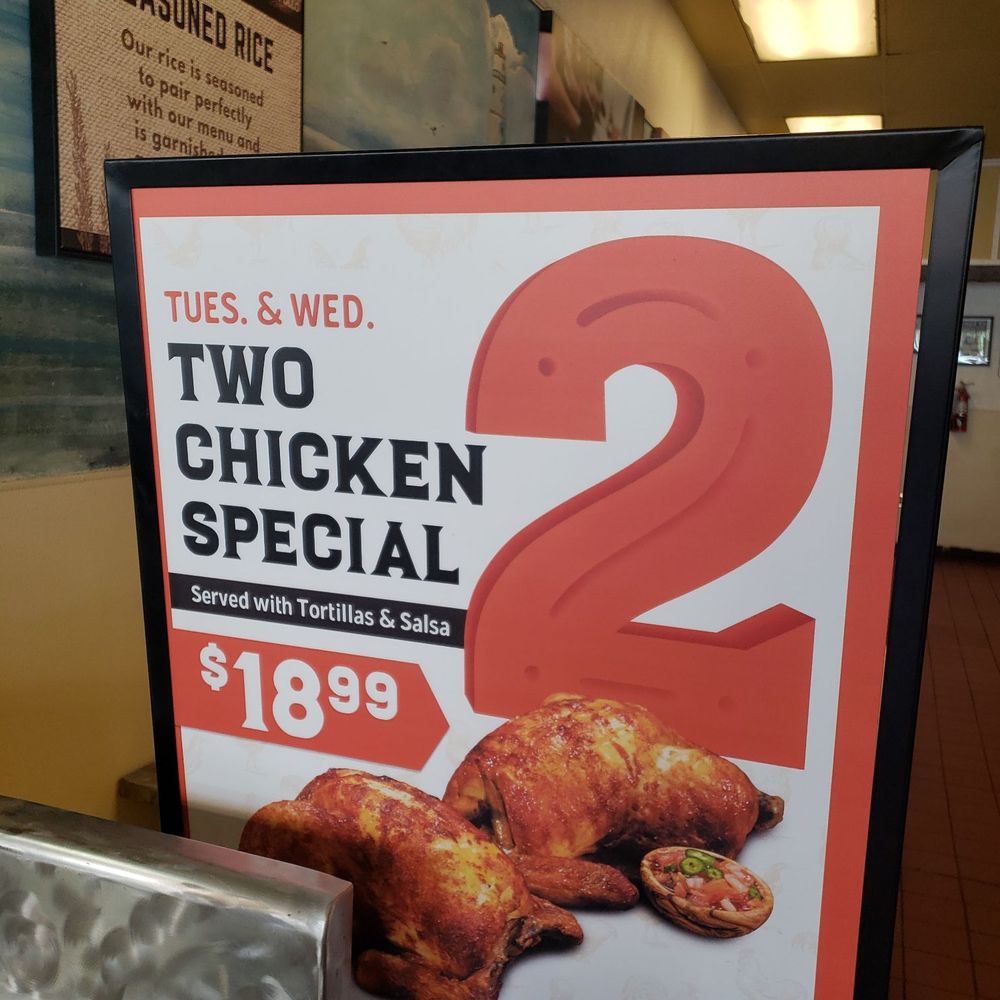 Juan Pollo - a sign for two chicken special - Mexican Near Me - Upland, California