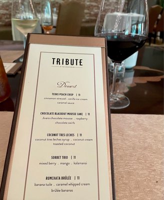 Menu photo 2 Tribute at The Houstonian Houston, TX Menu photo 2 Tribute at The Houstonian Houston, TX