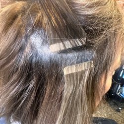Lavish Salon - More of the incorrect extensions with the tape exposed