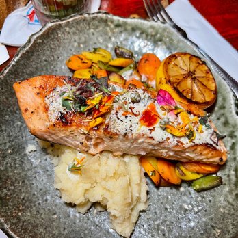 La Mulata - SALMON A LA PLANCHA - Cuban Near Me - Miami Beach, Florida La Mulata - SALMON A LA PLANCHA - Cuban Near Me - Miami Beach, Florida