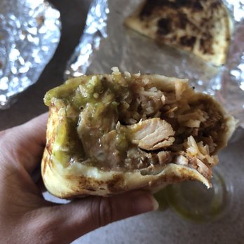 Tortilleria De Puebla - Chicken burrito featuring the delicious green chilies salsa and half a chicken quesadilla - Mexican Near Me - Tulsa, Oklahoma