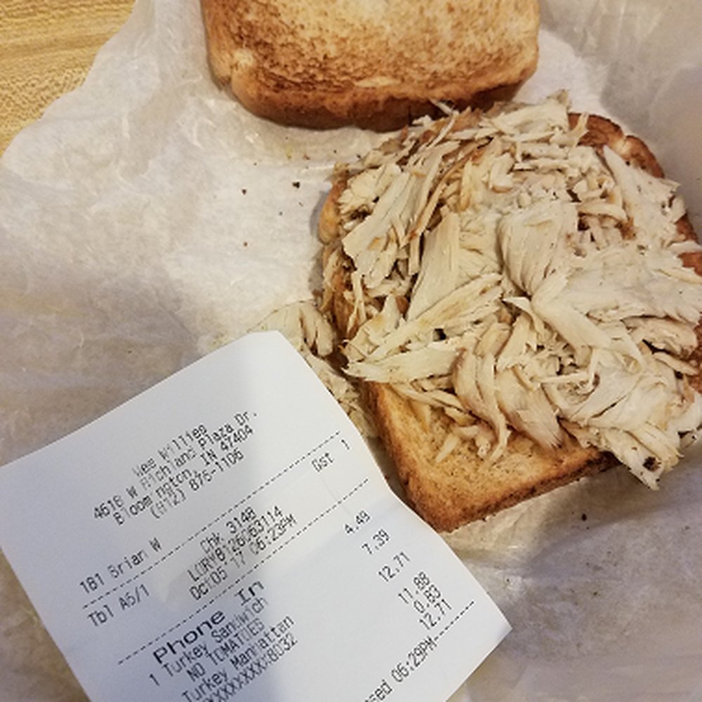 Wee Willie's West - Wee Willies $4.39 Turkey Club ??? Are you Kidding me!!! Ordered to Go, Got home, took it back. Cannot even explain the rudness. - Breakfast & Brunch Near Me - Bloomington, Indiana Wee Willie's West - Wee Willies $4.39 Turkey Club ??? Are you Kidding me!!! Ordered to Go, Got home, took it back. Cannot even explain the rudness. - Breakfast & Brunch Near Me - Bloomington, Indiana
