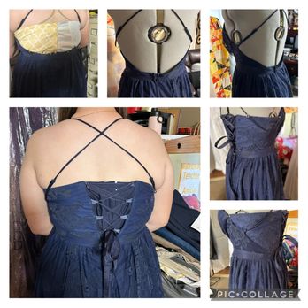 Stitched By Anicia - Made new bodice back with corset ribbons - Sewing & Alterations Near Me Stitched By Anicia - Made new bodice back with corset ribbons - Sewing & Alterations Near Me