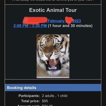 St. Augustine Wild Reserve - St. Augustine Wild Reserve -- tickets receipt - Zoos Near Me - St. Augustine, Florida