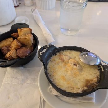 Simply Crepes - French Onion soup & side of crispy red potatoes - Breakfast & Brunch Near Me - Raleigh, North Carolina