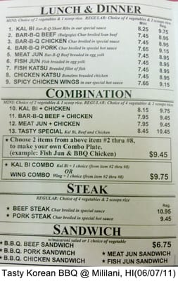 Menu photo 7 Tasty Korean BBQ Mililani, HI Menu photo 7 Tasty Korean BBQ Mililani, HI