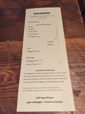 Menu photo 8 Nakamura New York, NY