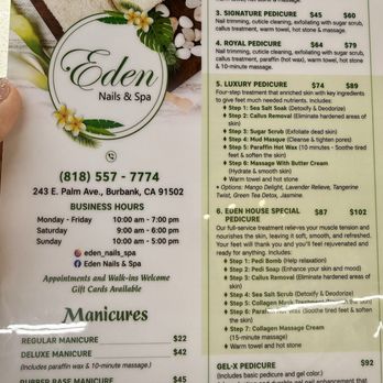 Eden Nails & Spa - 07/2026 Menu - Nail Salons Near Me - Burbank, California