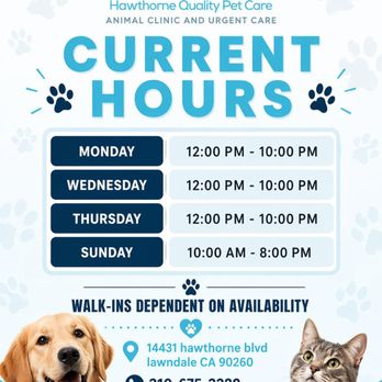 Hawthorne Quality Pet Care - New Operating Hours! - Veterinarians Near Me - Lawndale, California Hawthorne Quality Pet Care - New Operating Hours! - Veterinarians Near Me - Lawndale, California