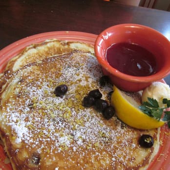 Jongewaard's Bake n Broil - Lemon Blueberry Pancakes with Raspberry Syrup - American Near Me - Long Beach, California
