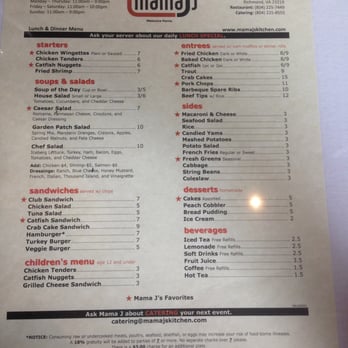 Mama J's Kitchen - Here are your options. - Soul Food Near Me - Richmond, Virginia