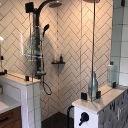 a shower and sink a shower and sink