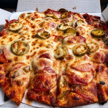 Broadway Pizza - Eddie's Inferno brings the heat with buffalo sauce, pepperoni, Canadian bacon, sausage, jalapeños, and ghost pepper cheese. - Pizza Near Me - Minneapolis, Minnesota Broadway Pizza - Eddie's Inferno brings the heat with buffalo sauce, pepperoni, Canadian bacon, sausage, jalapeños, and ghost pepper cheese. - Pizza Near Me - Minneapolis, Minnesota