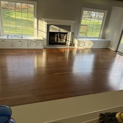 All Hardwood Floors - New oak flooring in family room. Color: English Chestnut.