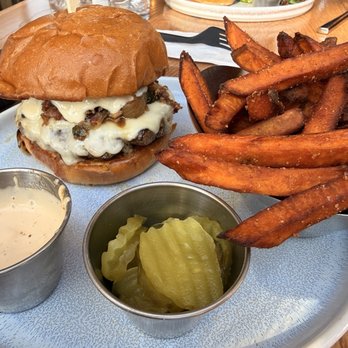 The Cut - Savory burger add grilled onions and pickles on side. - Burgers Near Me - Irvine, California The Cut - Savory burger add grilled onions and pickles on side. - Burgers Near Me - Irvine, California
