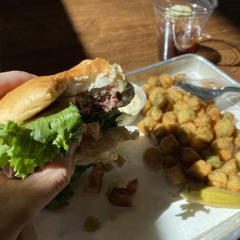 True Texas BBQ - Too pink burger with undercooked bacon, order wrong, okra soggy. Not good folks. - Barbeque Near Me - San Antonio, Texas True Texas BBQ - Too pink burger with undercooked bacon, order wrong, okra soggy. Not good folks. - Barbeque Near Me - San Antonio, Texas