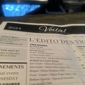 Voila! Bistrot - French Near Me - Seattle, Washington Voila! Bistrot - French Near Me - Seattle, Washington