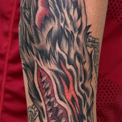 Black Hive Tattoo - Image from the Berserk manga by Matt Moore on a forearm