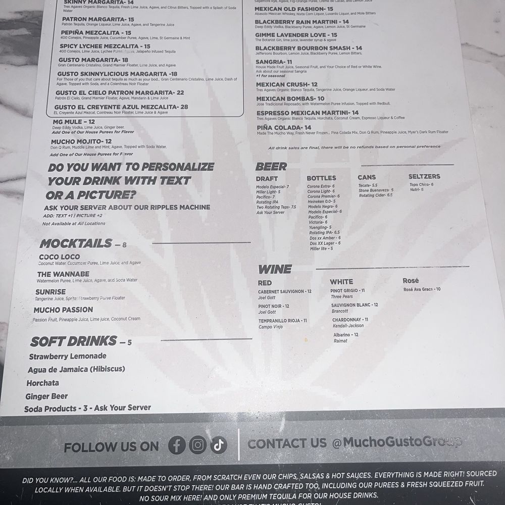 Mucho Gusto - Menu - Mexican Near Me - Towson, Maryland Mucho Gusto - Menu - Mexican Near Me - Towson, Maryland
