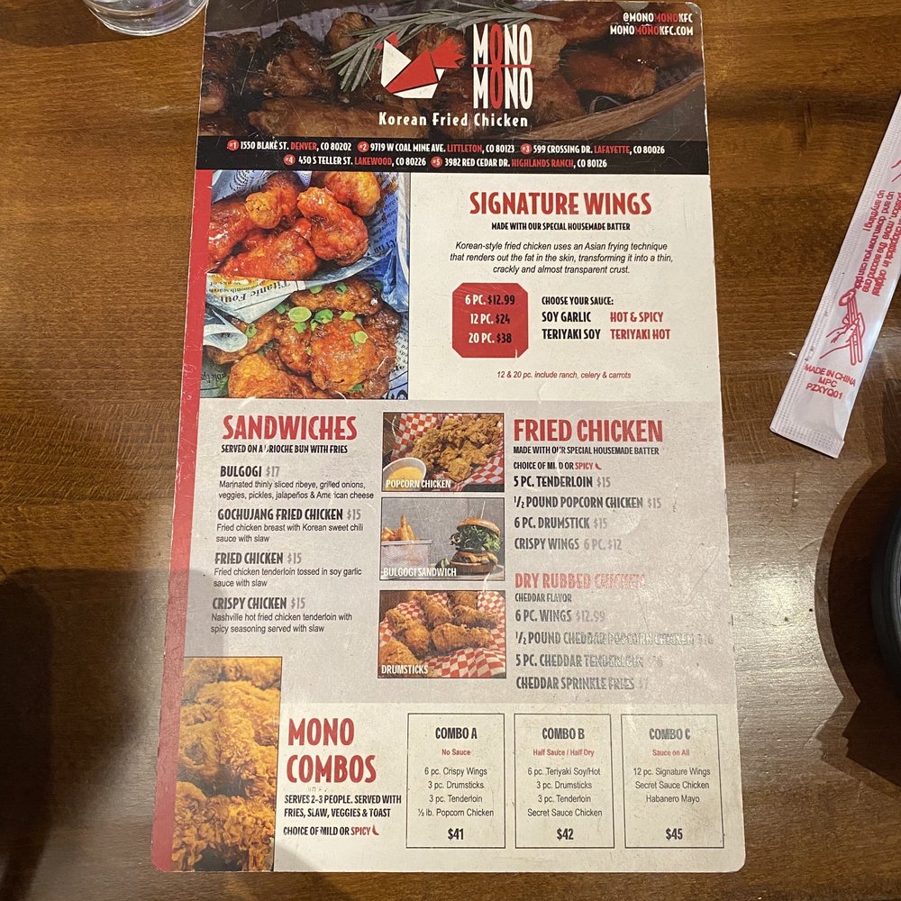 Mono Mono Korean Fried Chicken - Korean Near Me - Denver, Colorado Mono Mono Korean Fried Chicken - Korean Near Me - Denver, Colorado