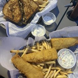 Village Tavern Bar and Grill - Patty Melt with fries, Cod Basket