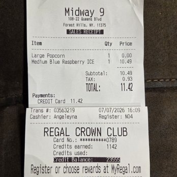Regal UA Midway - I GOT RECEIPT(s)!!!! - Cinema Near Me - Forest Hills, New York Regal UA Midway - I GOT RECEIPT(s)!!!! - Cinema Near Me - Forest Hills, New York