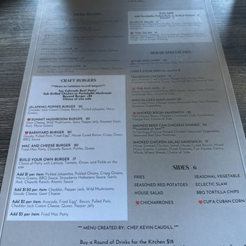 Eclectic Bar and Grill - Menu as of October 2025 - Burgers Near Me - Silverthorne, Colorado