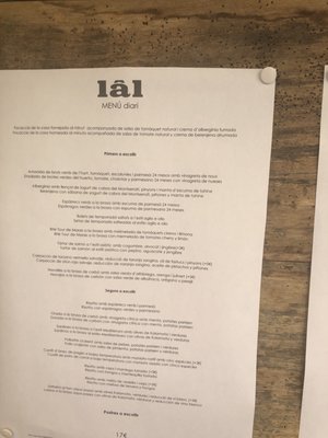 Menu photo 1 Lal Esparreguera, B Menu photo 1 Lal Esparreguera, B