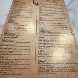 Front of the menu Front of the menu