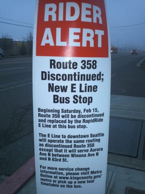 Photo of King County Metro Transit Bus Route No. 358 - Seattle, WA, US. End of an era!